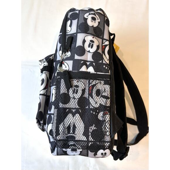 2018 Disney Mickey Mouse Backpack Black‎ White 16” Water Bottle Pockets Kids - Picture 3 of 10